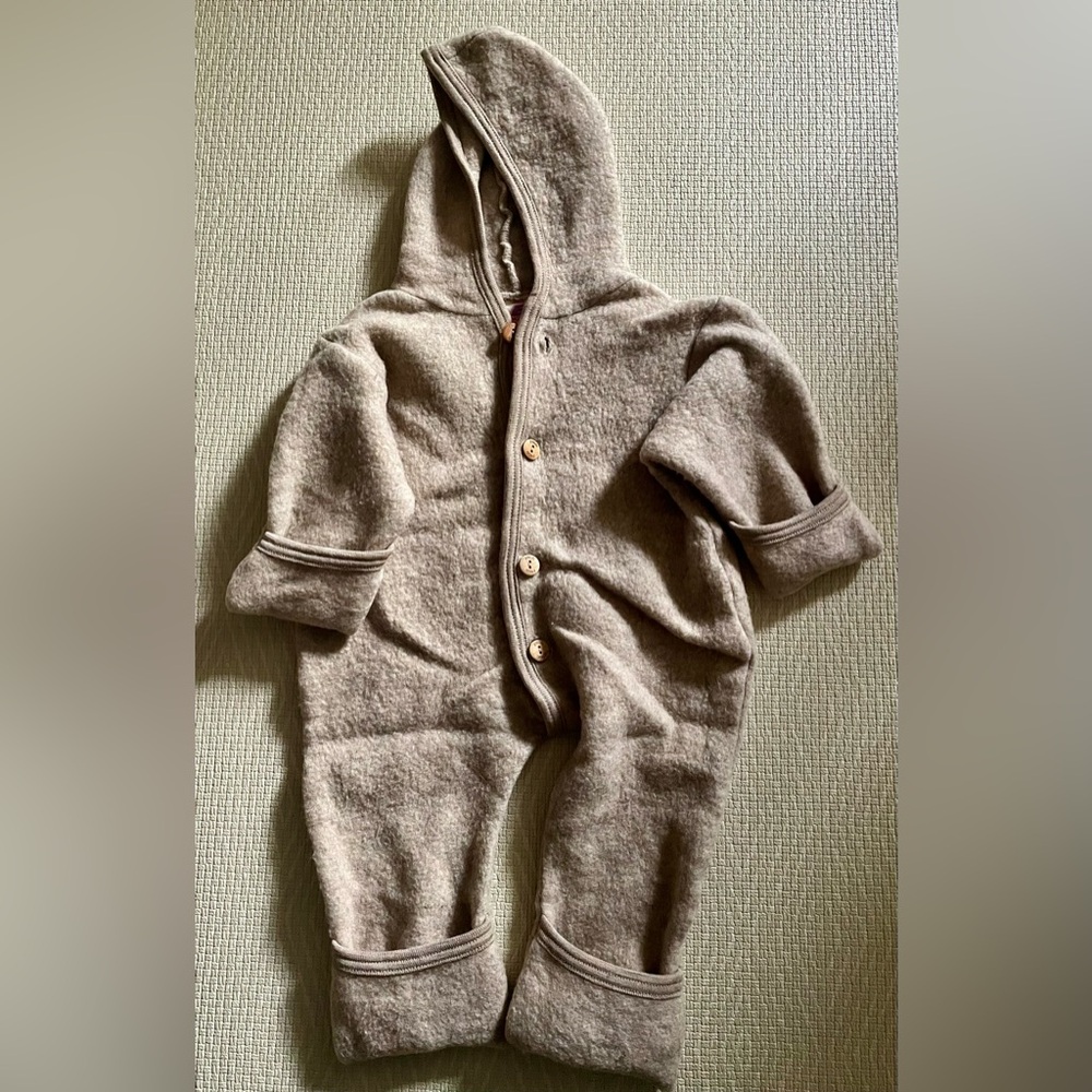 ENGEL Baby Thermal Coverall Romper, 100% Organic Merino Wool Fleece, 6-9Months